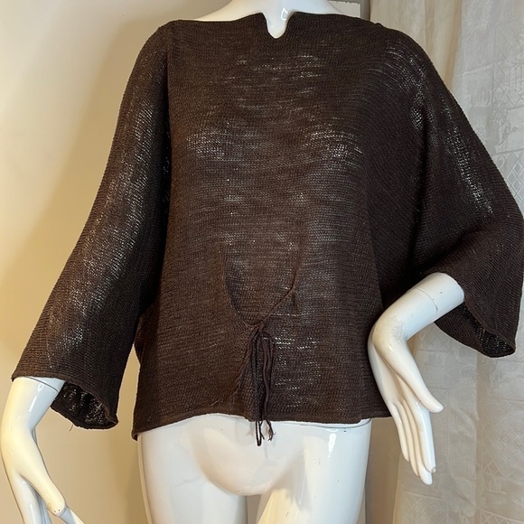 Hino and Malee One Size Brown Linen Summer Sweater - Picture 1 of 9